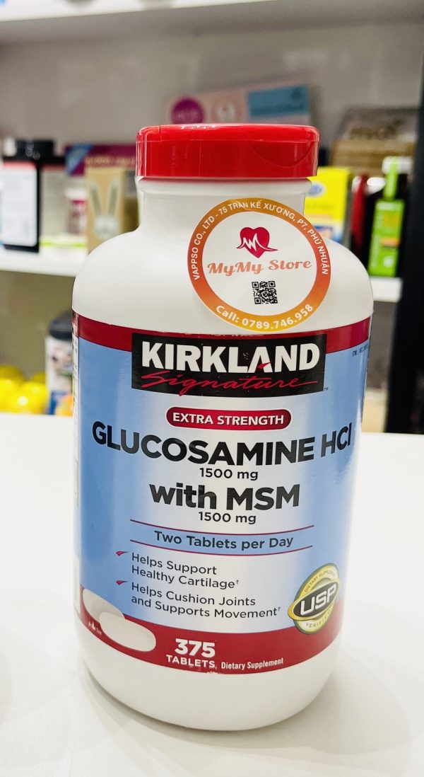 Kirkland viên uống bổ sung glucosamine hcl with msm 1500mg 375 viên,